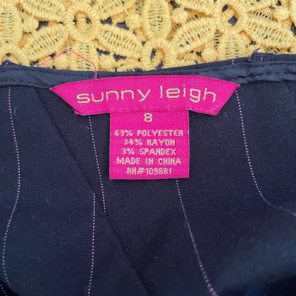 Sunny Leigh Black Skirt with Pink Pinstripes,  Size 8